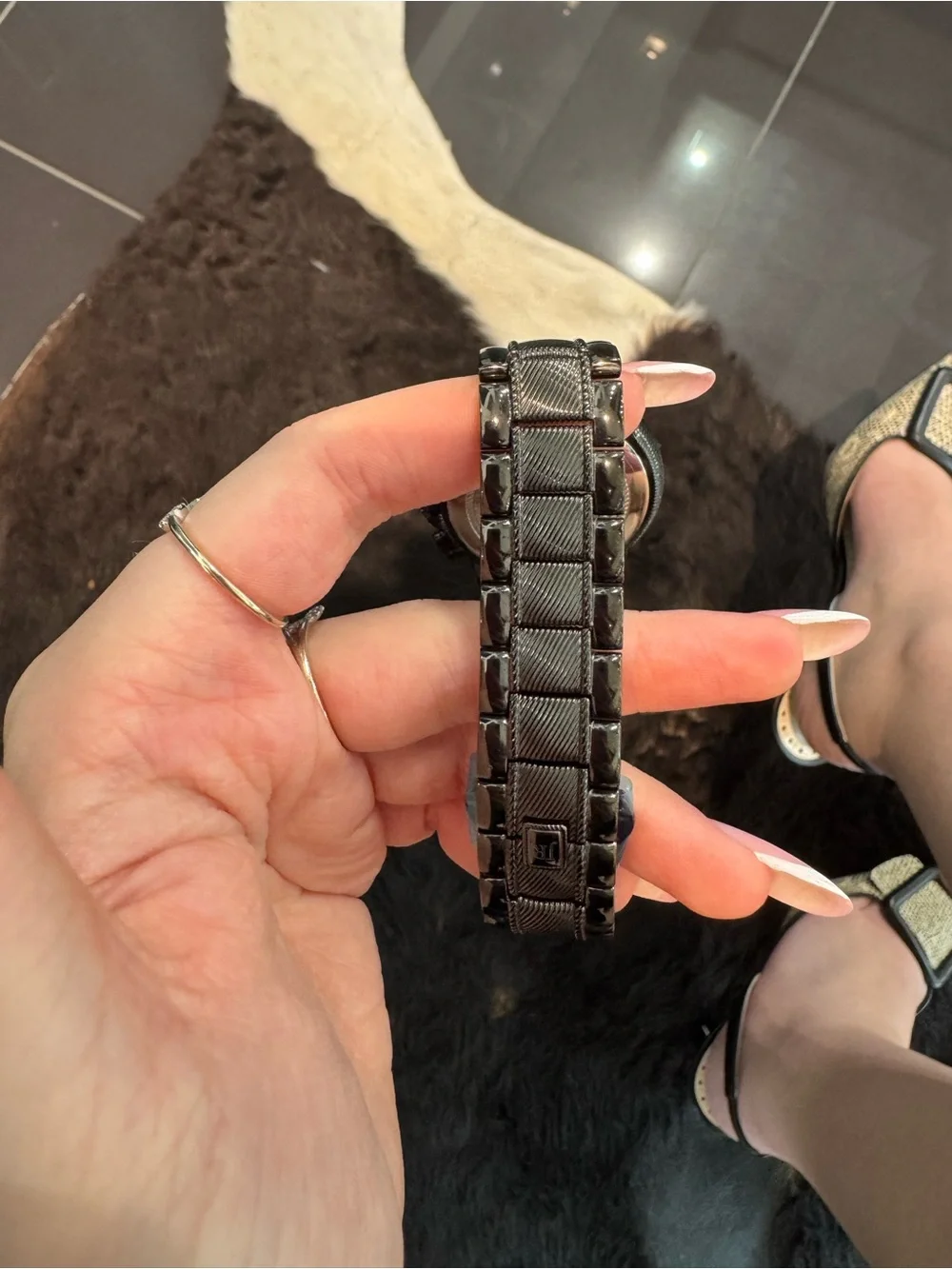 New Judith Ripka Black Chronograph Watch Black MOP Crystal Bezel